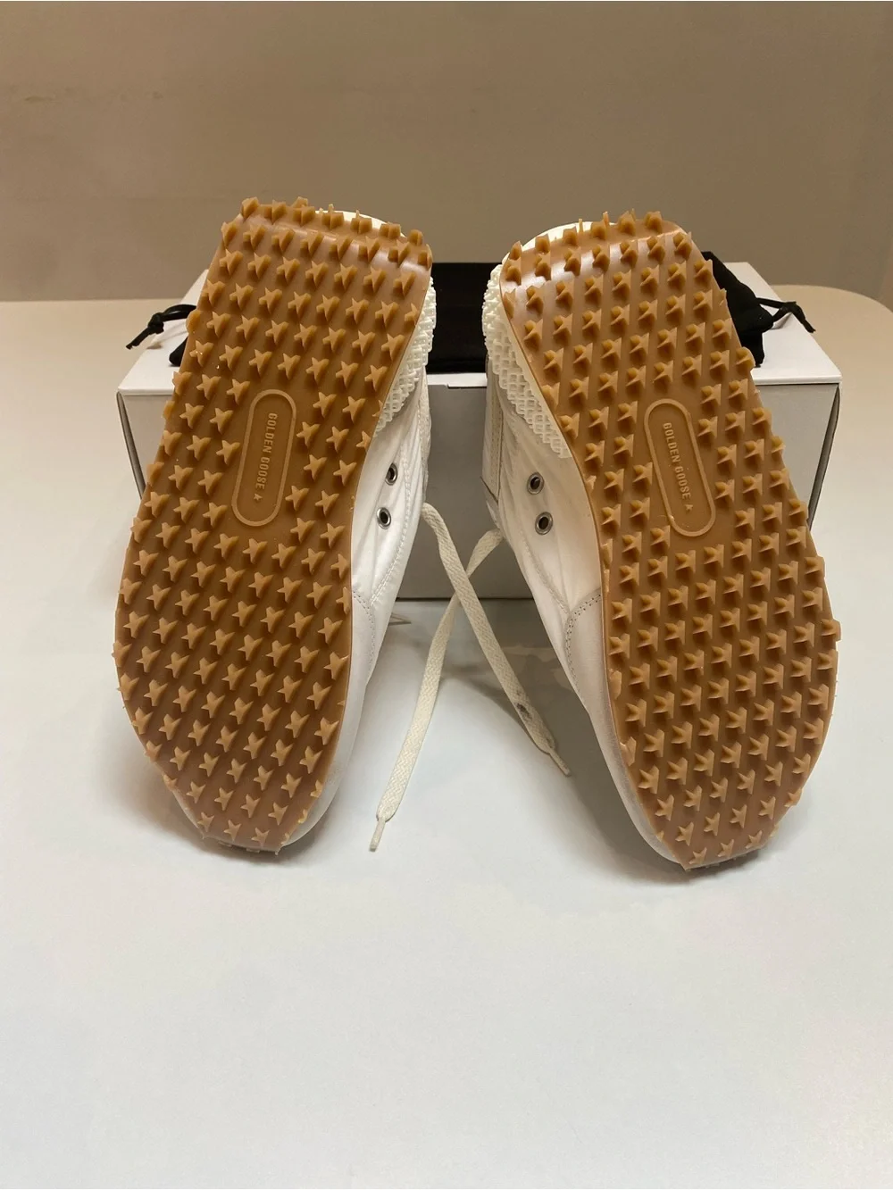 Golden Goose Women’s Marathon Sneaker in White Beige Nylon/Gray sz 36 New in Box